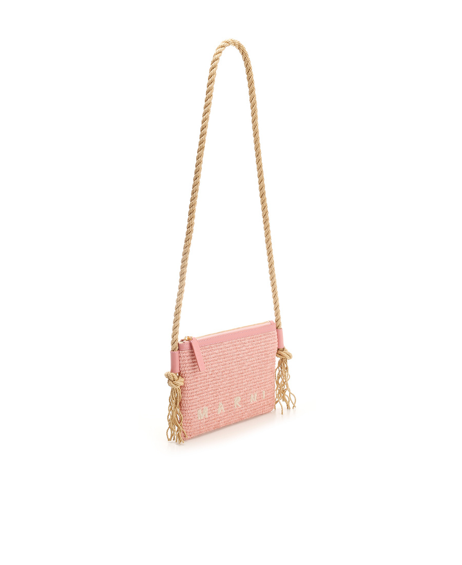 Marni Marcel Summer Raffia Crossbody Bag In Pink