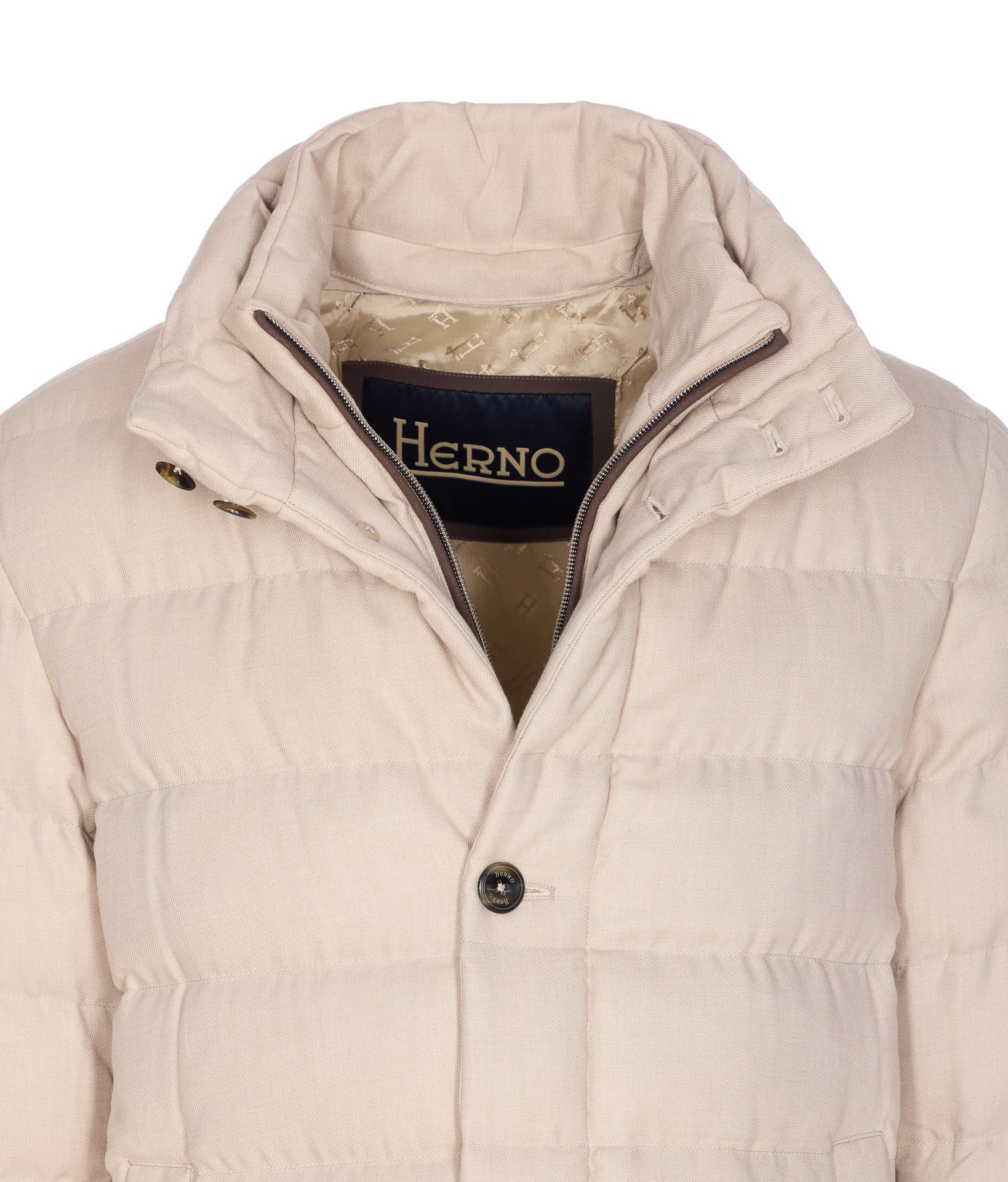 Herno Men Single Breasted Down Jacket In Neutral