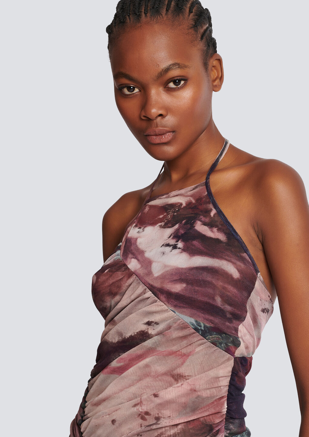Balmain Pastel-print Tulle Dress In Multicolor
