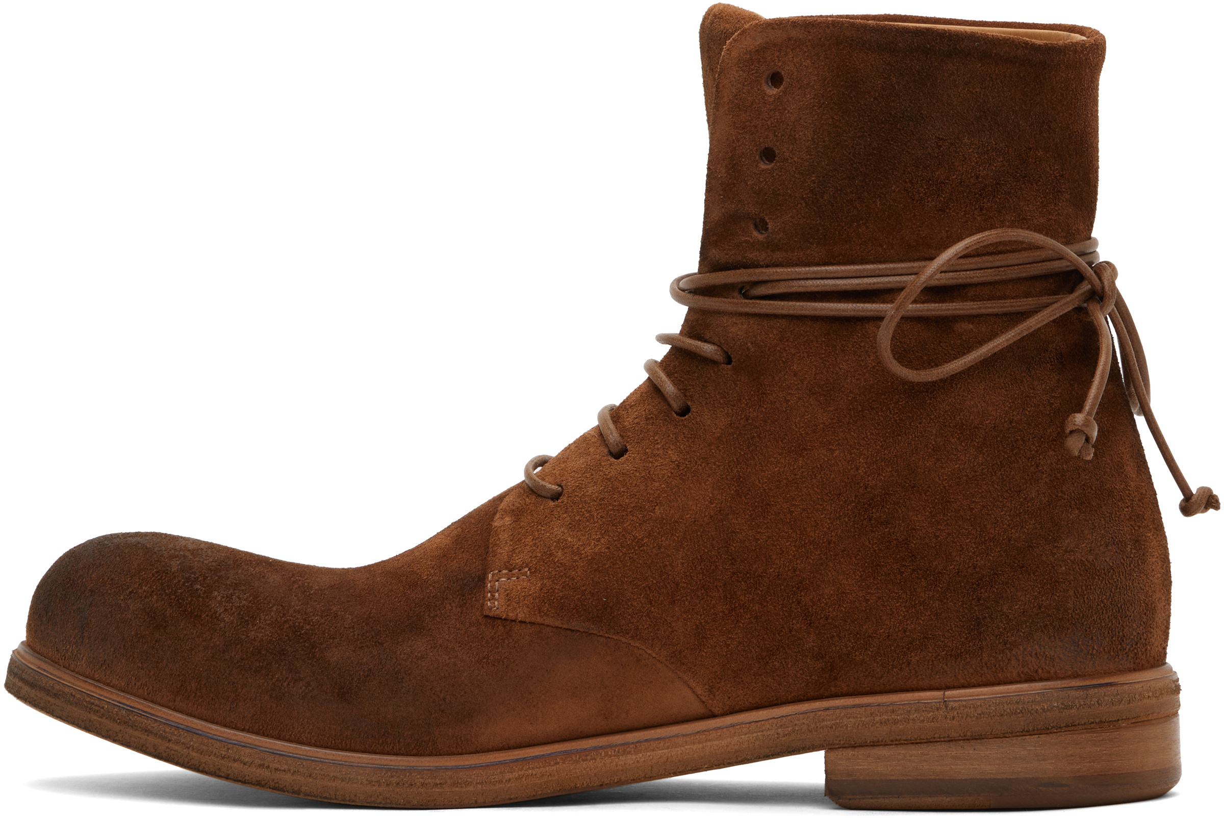 Marsèll Ssense Exclusive Brown Zucca Media Ankle Boots In Burgundy