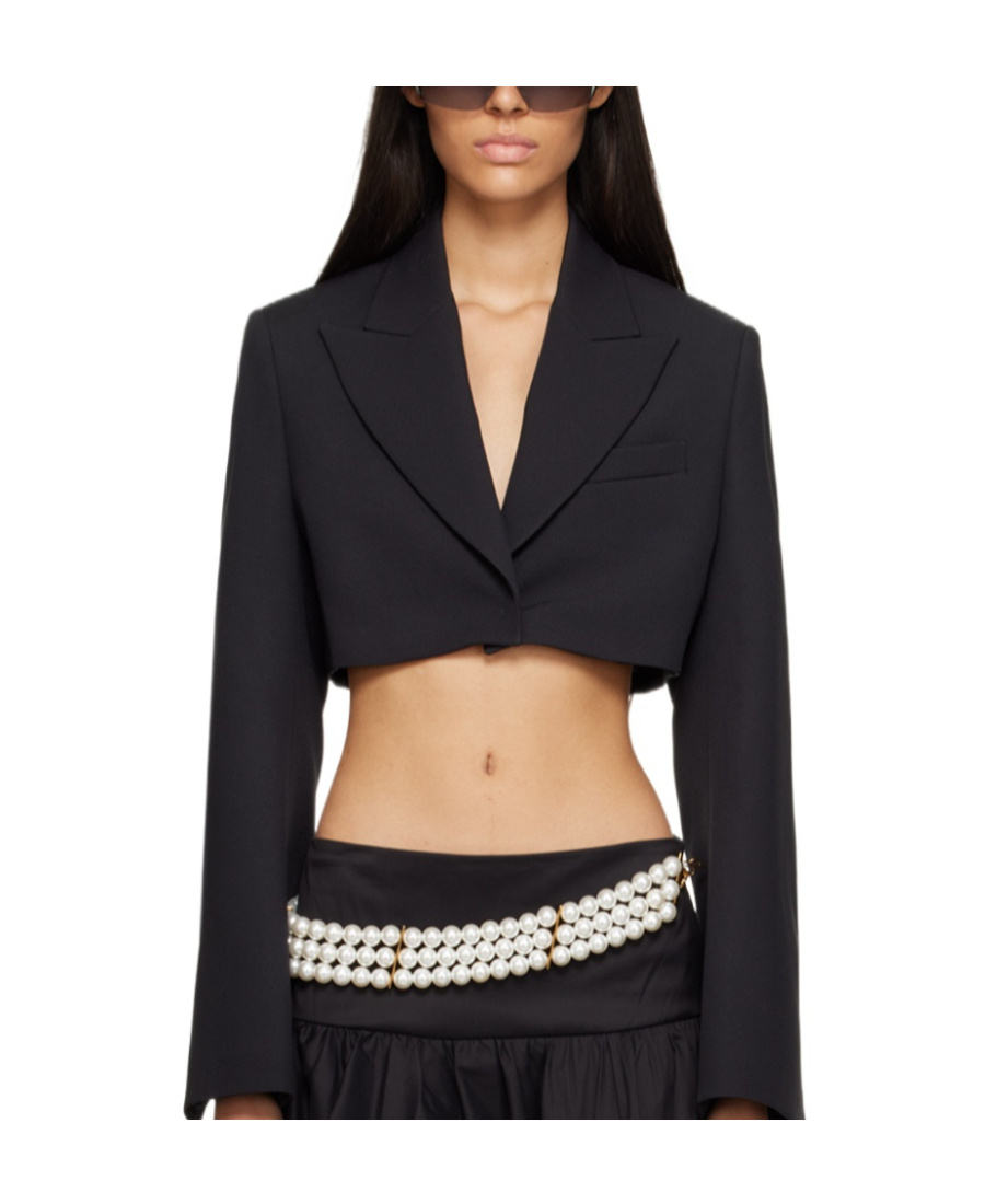 Blumarine Cropped Long-sleeve Jacket In Black