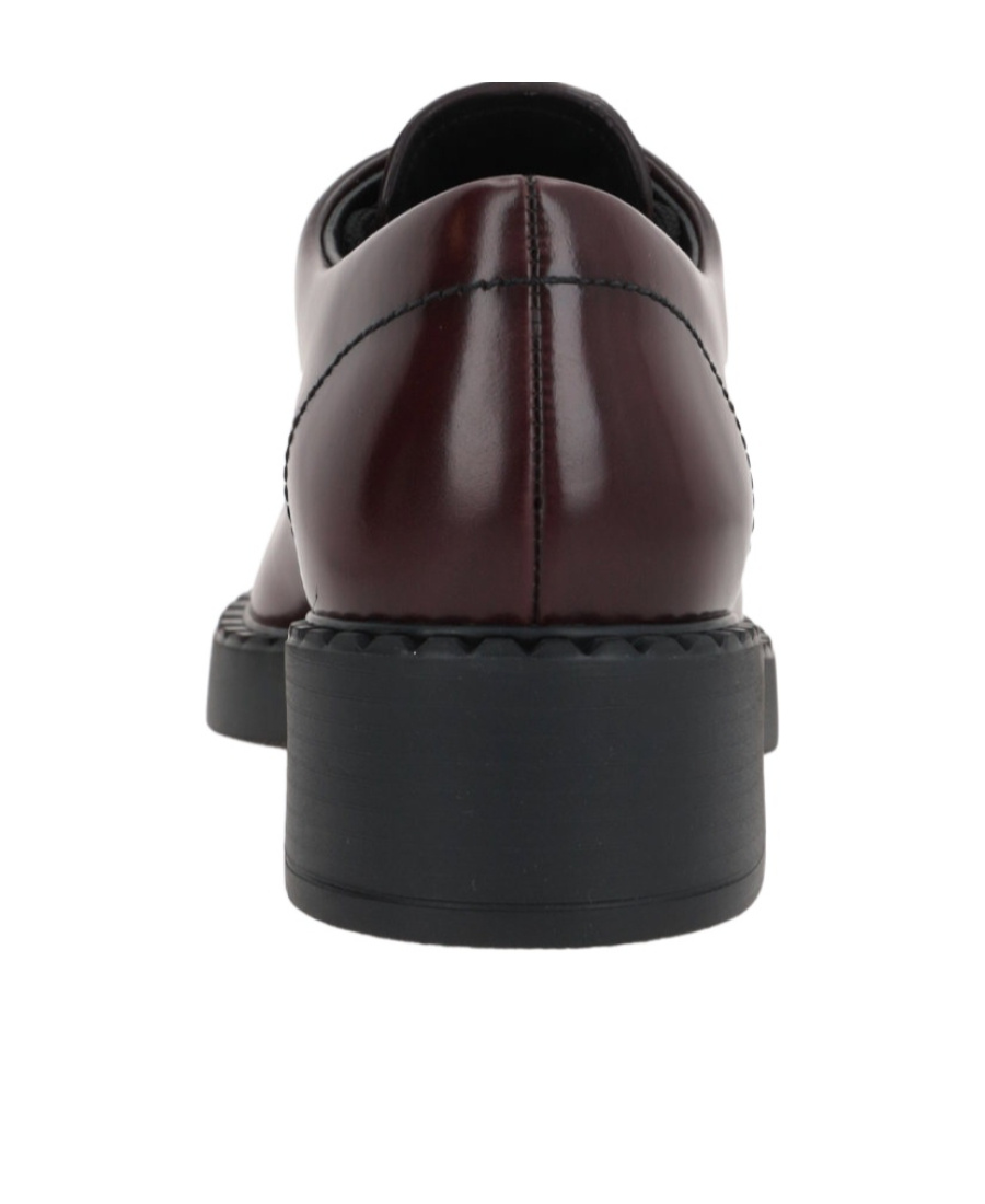 Prada Round Head Lace-up Loafers In Red