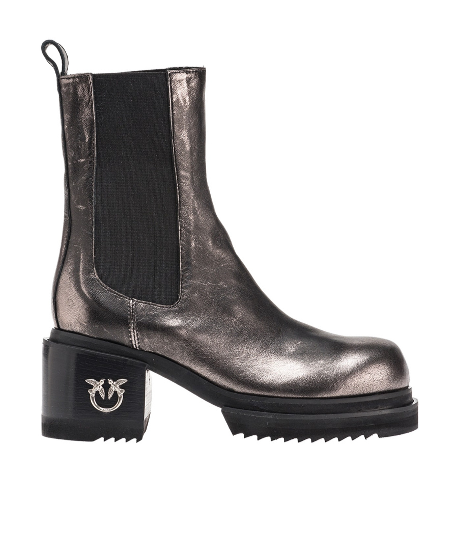 Pinko Woman Ankle Boots Lead Size 7 Calfskin In Black