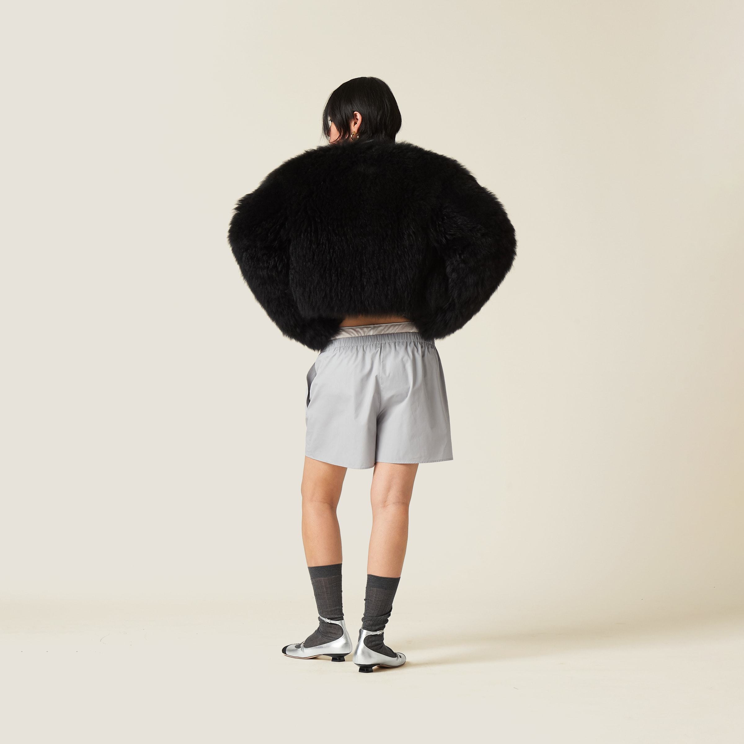 Miu Miu Poplin Boxers In Gray