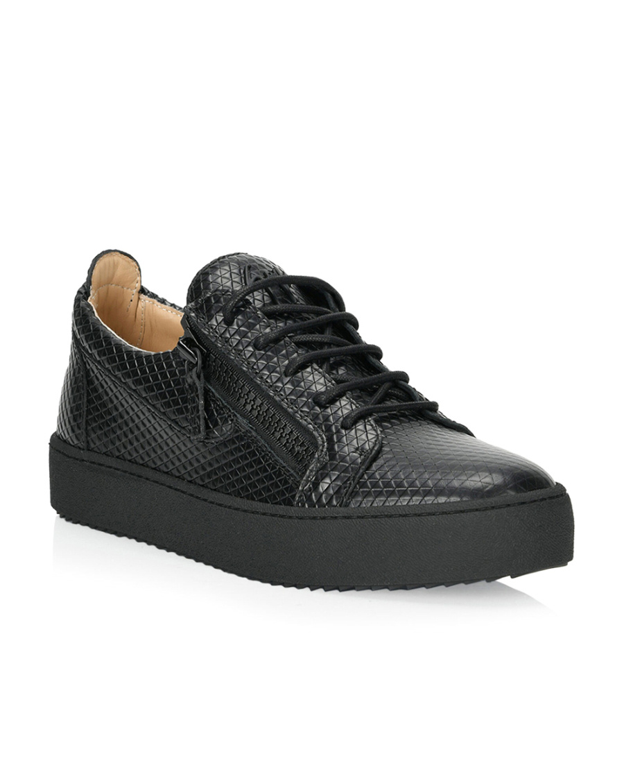 Giuseppe Zanotti Rhomboid Laced Shoes With Low Uppers In Black