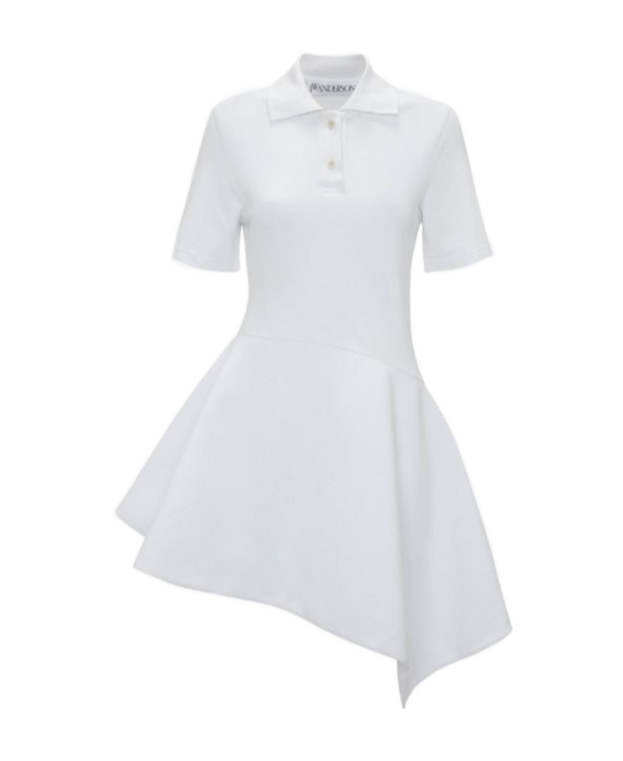 Jw Anderson Asymmetric Mini Polo Dress In White