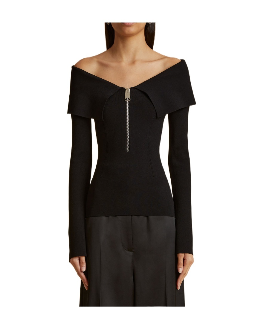 Khaite Off-the-shoulder Long Sleeved Top In Black