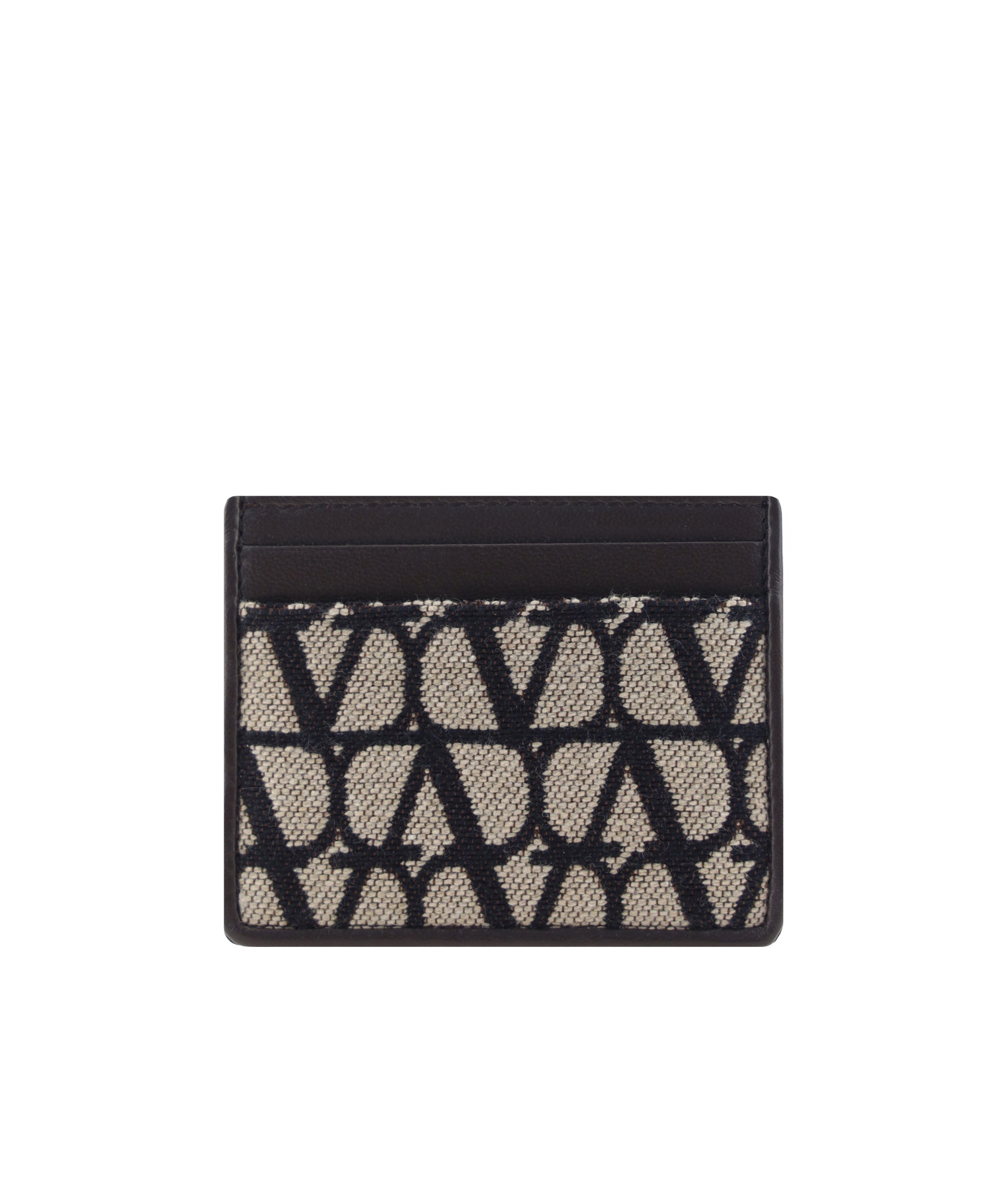 Valentino Logo Printed Card Holder In Black