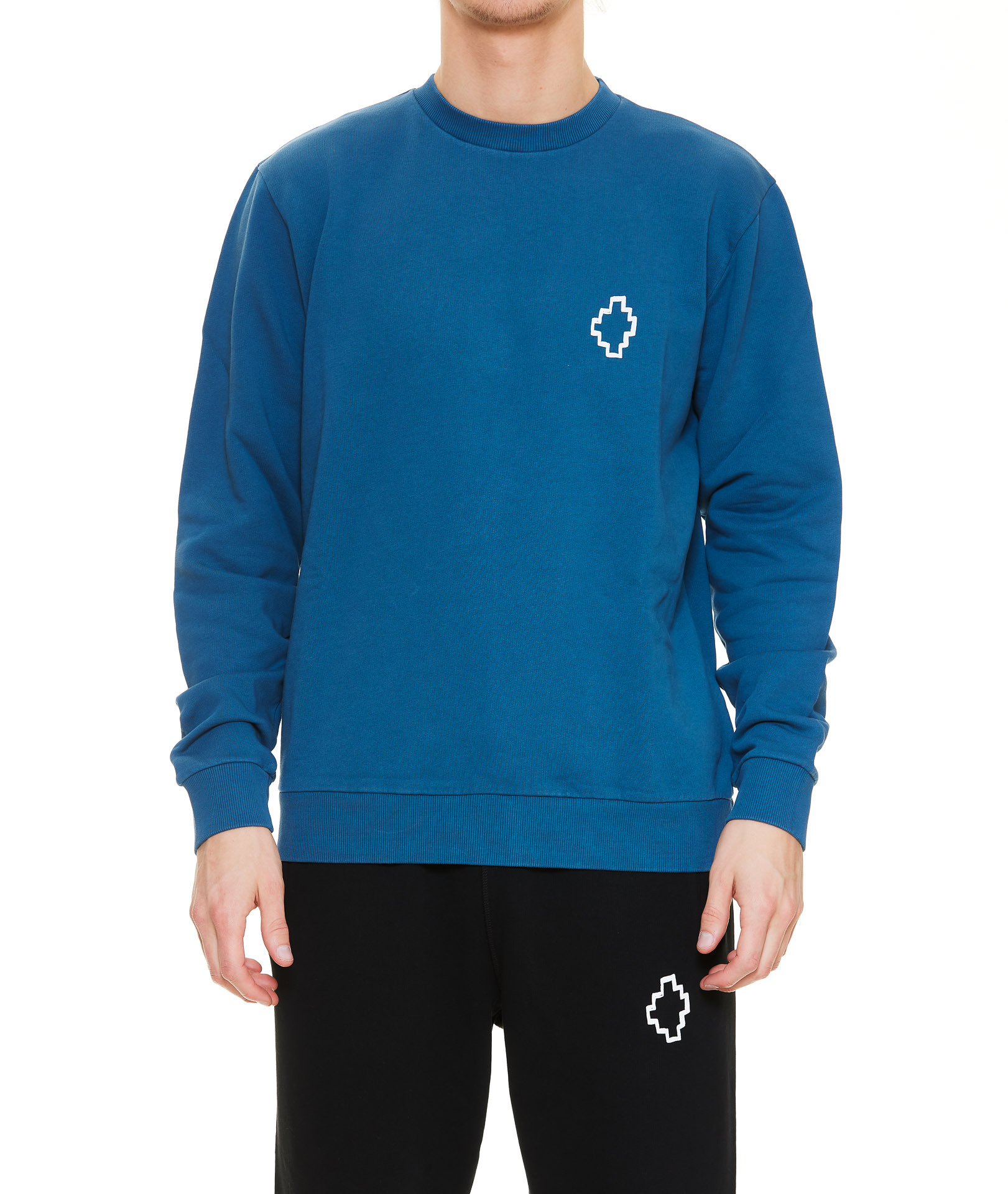 Marcelo Burlon County Of Milan Tempra Cross Crewneck Sweatshirt In Blue