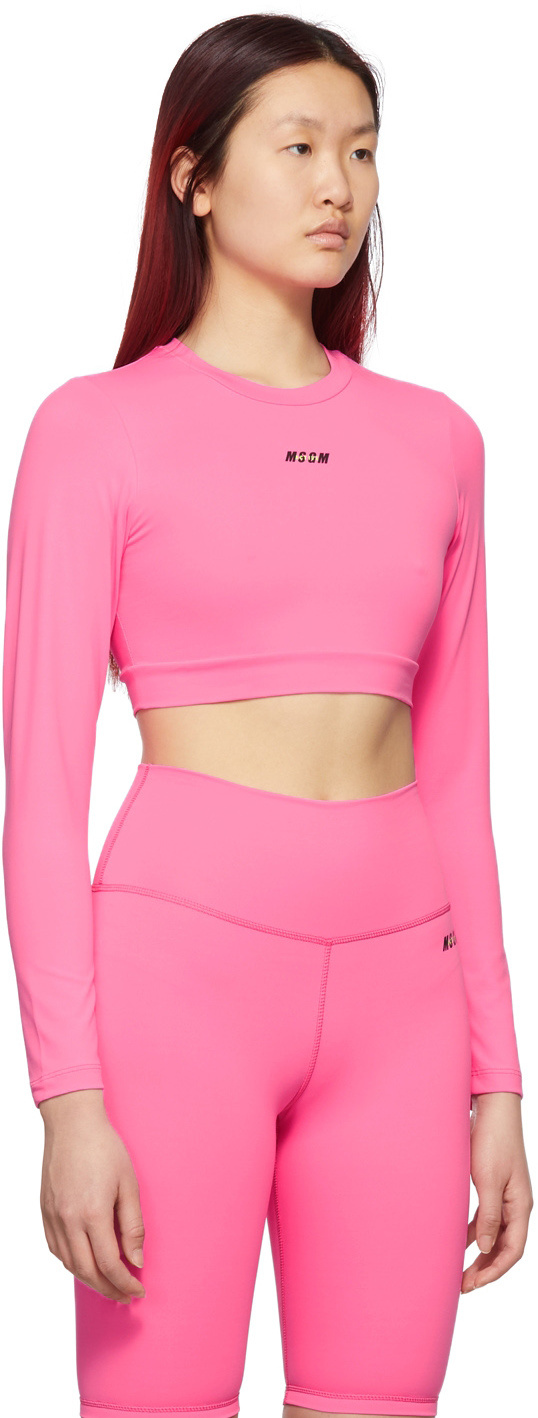 Msgm Pink Micro Logo Sport Top In Pink