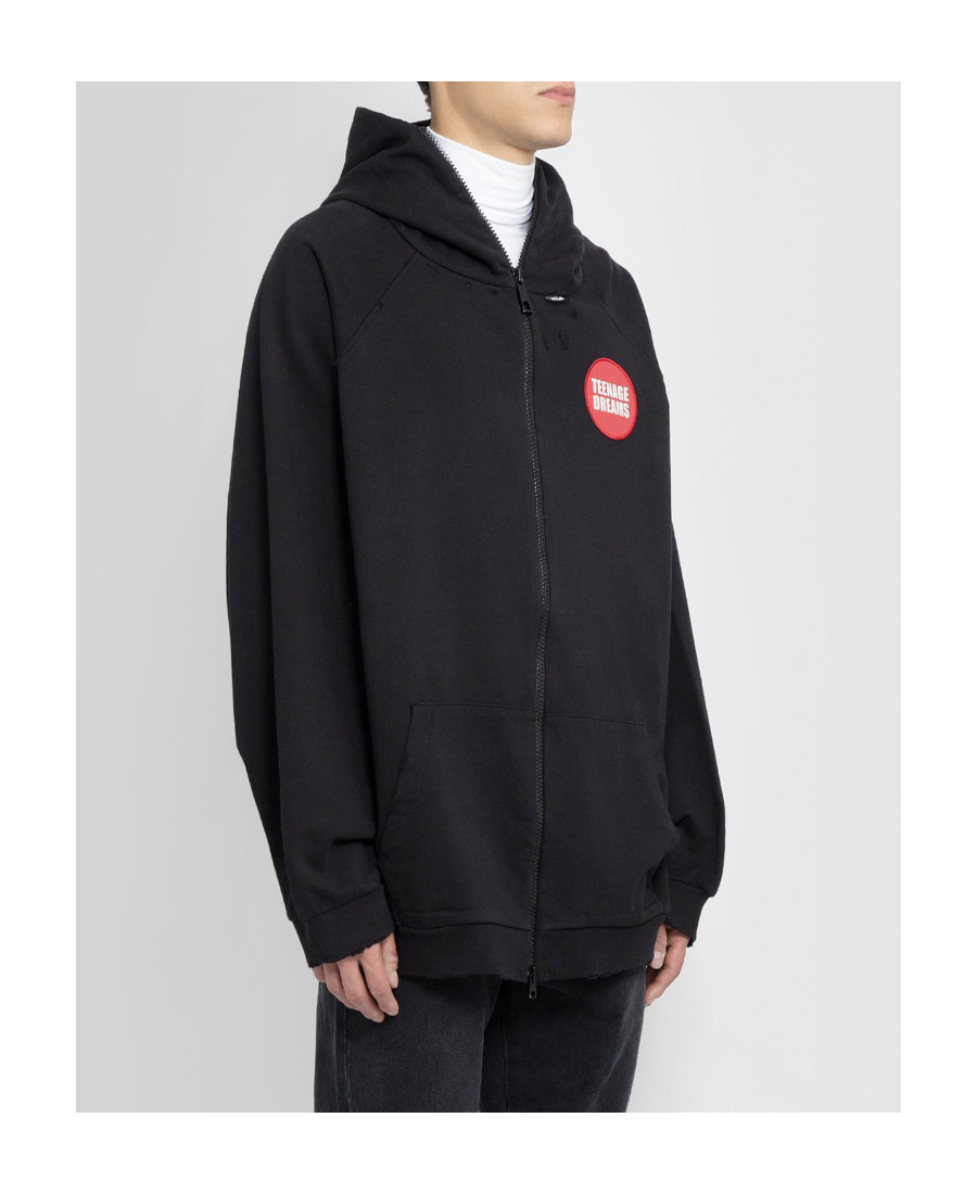 Raf Simons Teenage Dreams Zipped Hoodie In Black