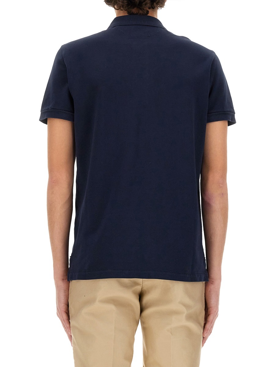 Tom Ford Blue Polo T-shirt With Embroidered Tone On Tone Logo In Cotton Man In Black