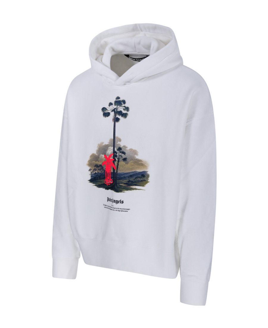 Palm Angels Graphic Print Hooded Sweater In White