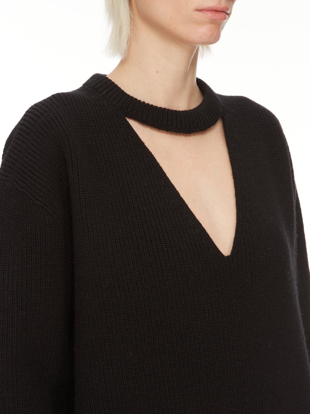 Rick Owens Black V-neck Wool Blend Sweater In Black