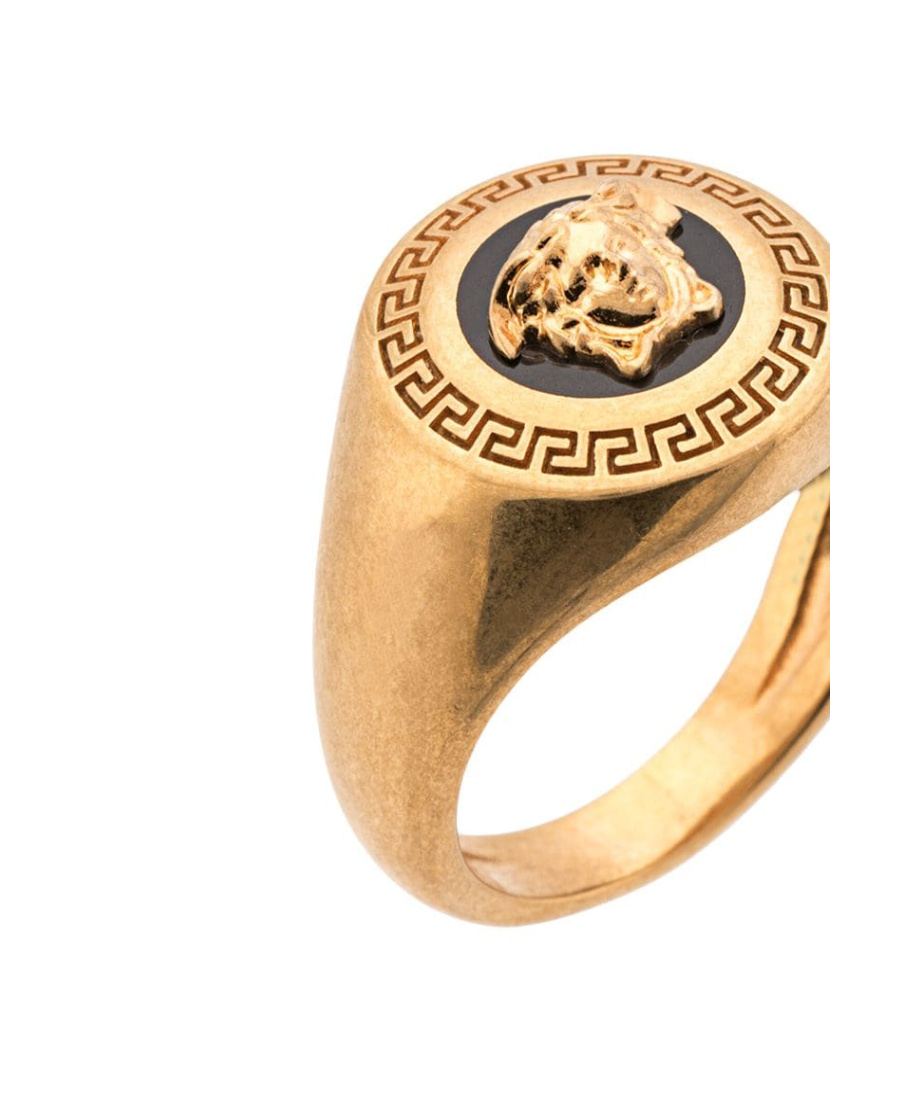 Versace Enamel Medusa Medallion Ring In Gold