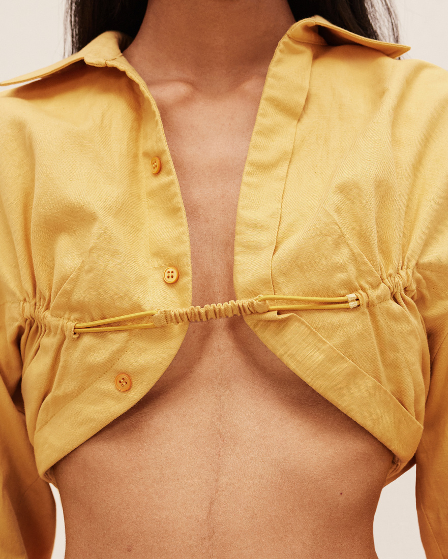 Jacquemus Le Papier Bolero Shirt In Yellow