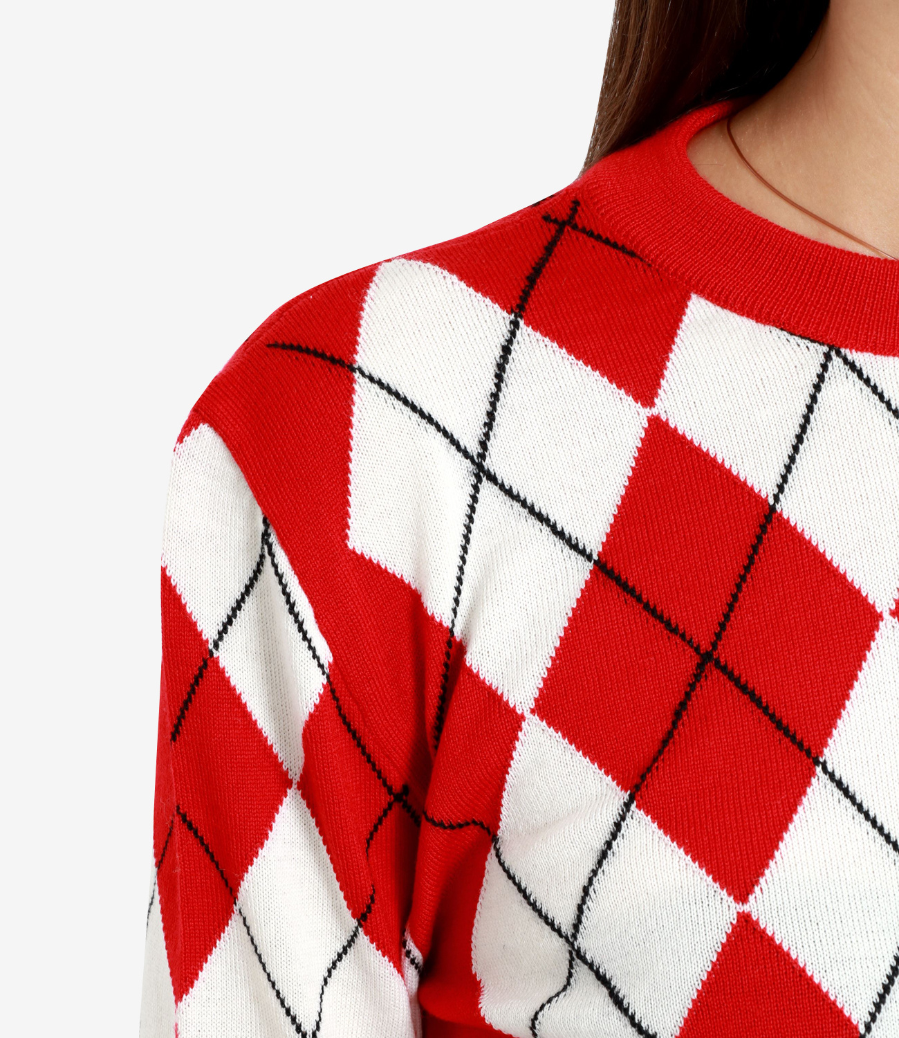 Msgm Argyle Intarsia-knit Virgin Wool Jumper In Red