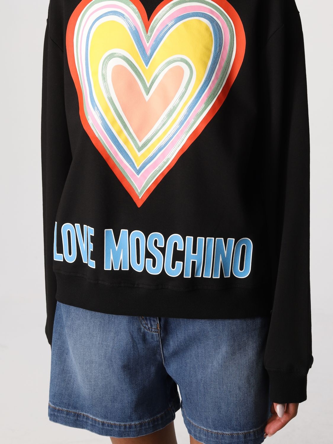 Moschino Heart-logo Print Sweatshirt In Black