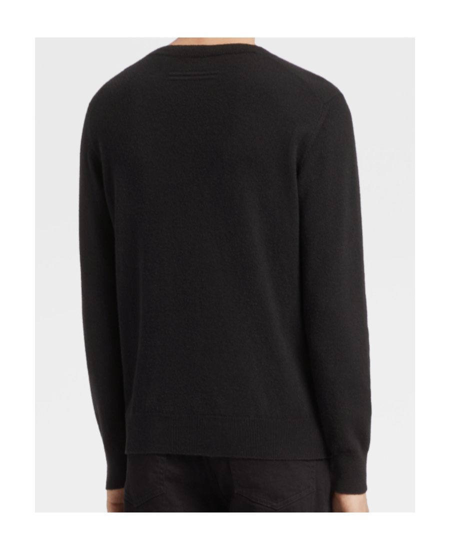 Zegna Oasi Cashmere Round Neck Sweater In Black
