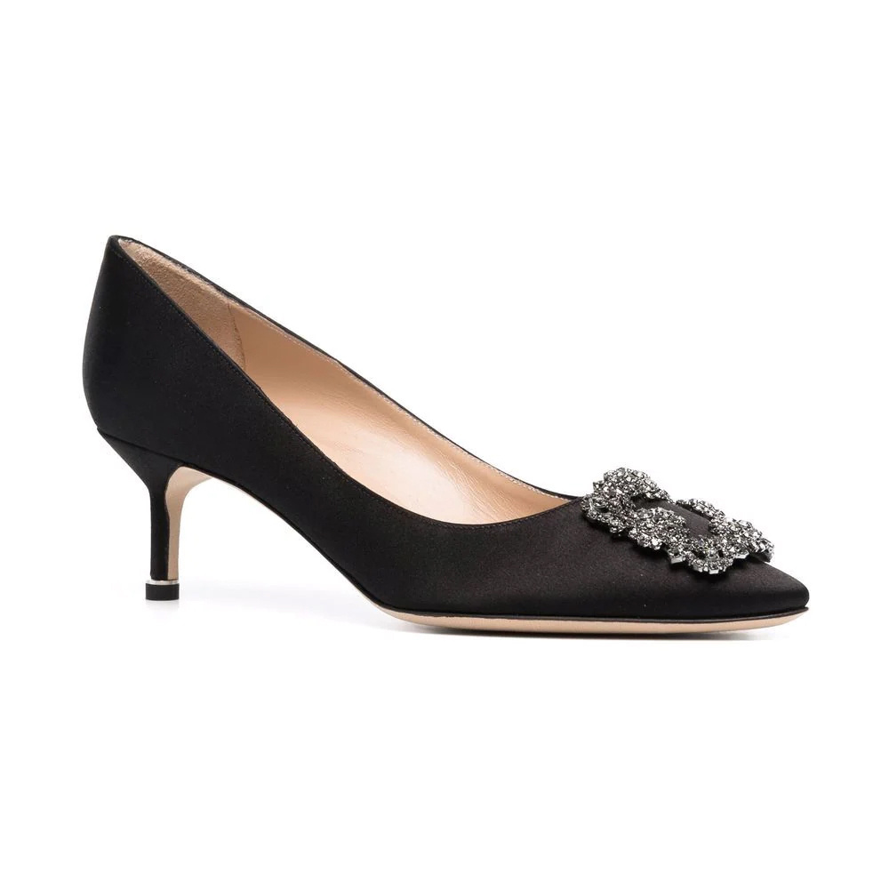 Manolo Blahnik Square Buckle High Heels In Black
