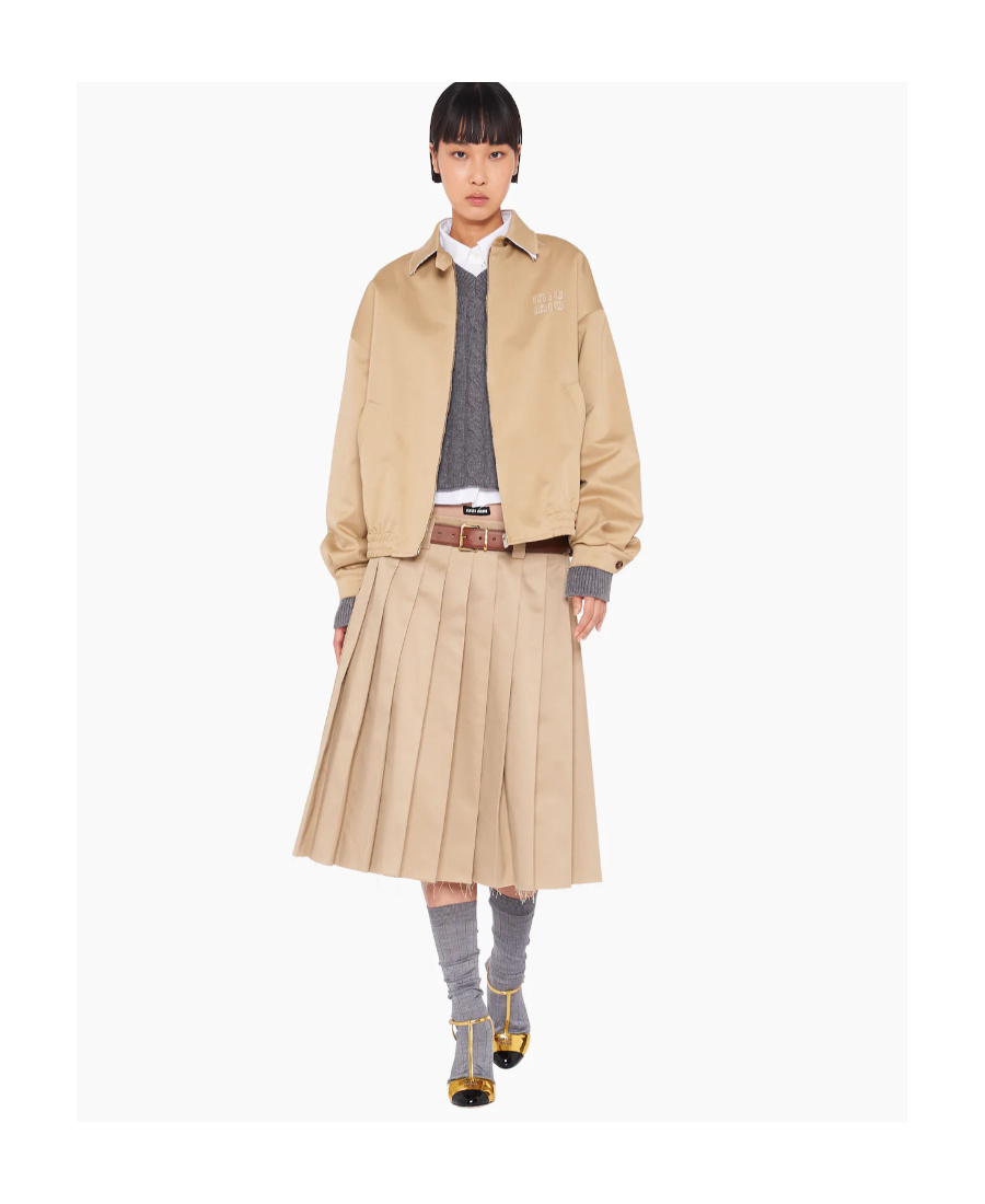 Miu Miu Oversized Chino Blouson Jacket In Neutral