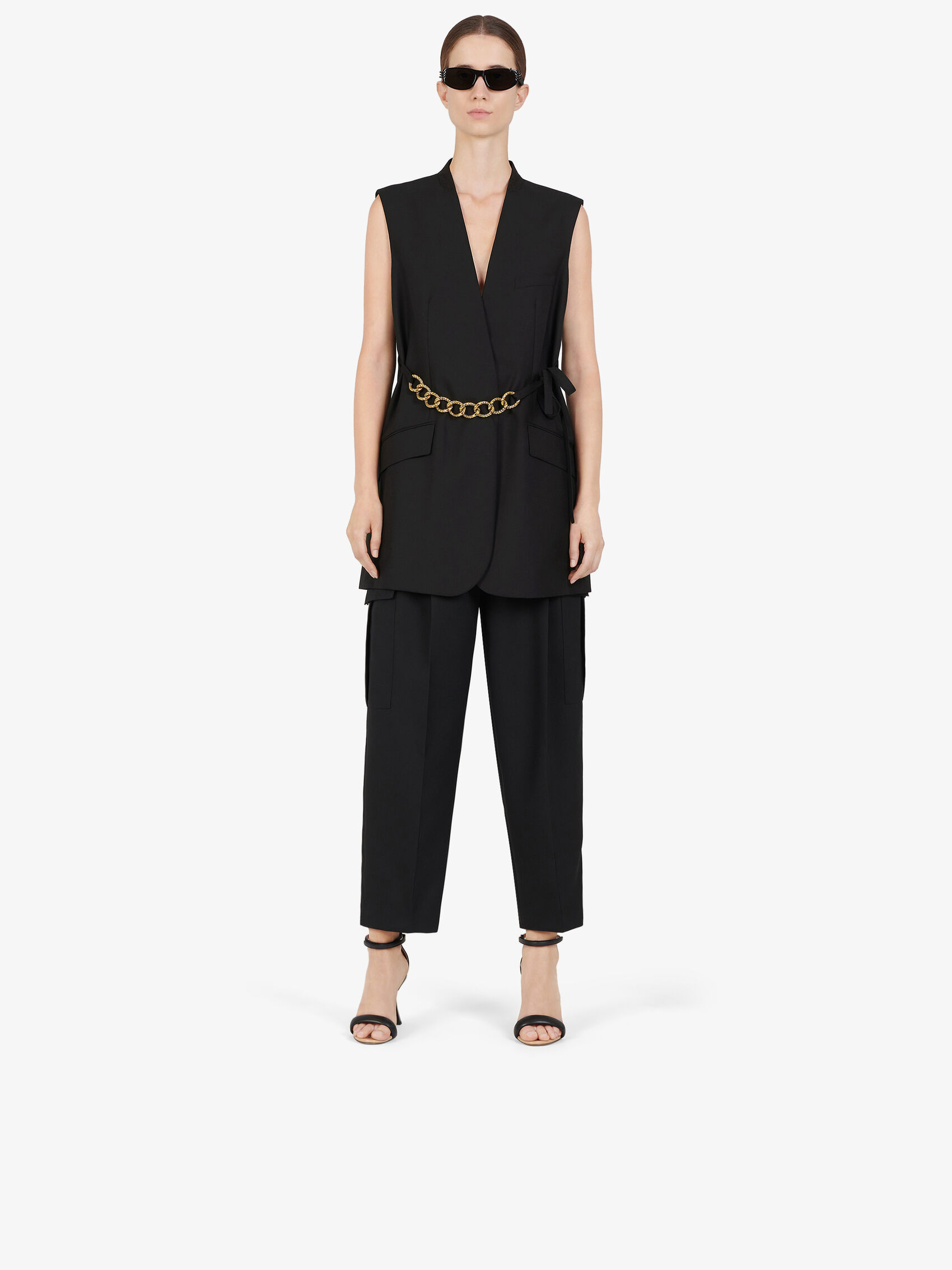 Givenchy Chain-link Belt Vest Jacket In Black