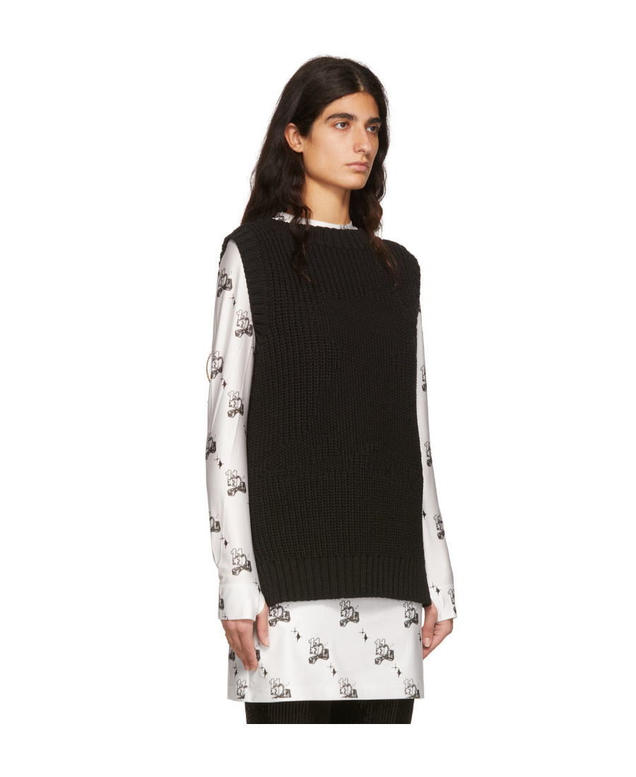 We11 Done Cotton Rib Knitted Vest In Black