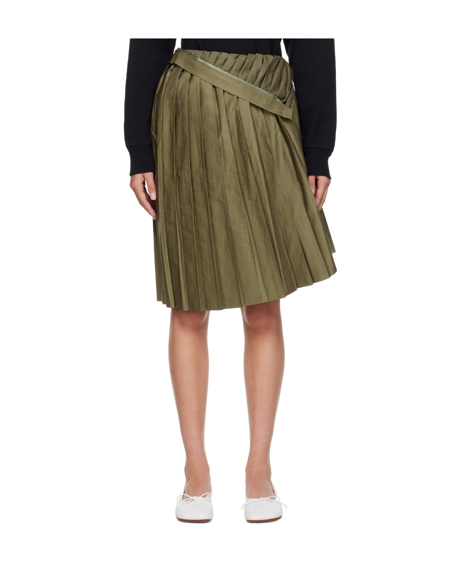 Shop Mm6 Maison Margiela Pleated Midi Skirt In Green