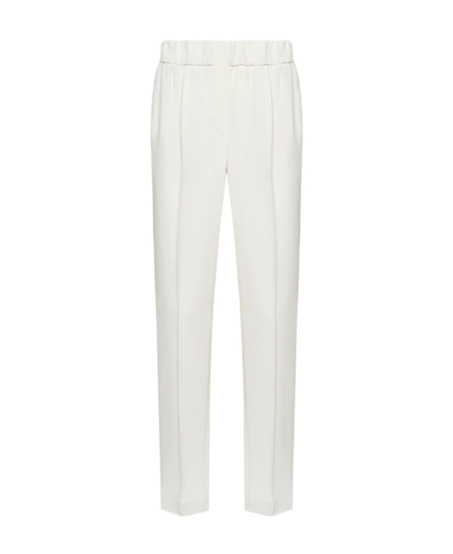 Brunello Cucinelli Beige Elastic Cady Trousers In White