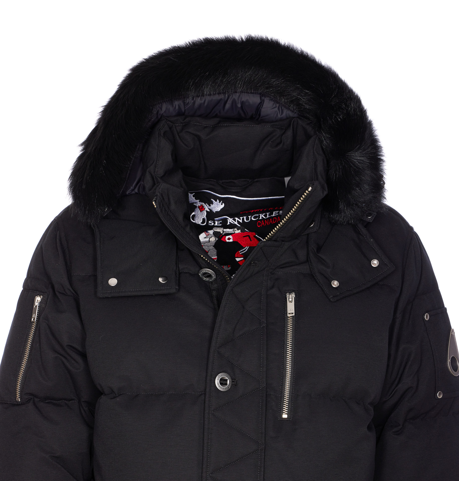Moose Knuckles Quilted Hooded Jackets Removable Hood In Black