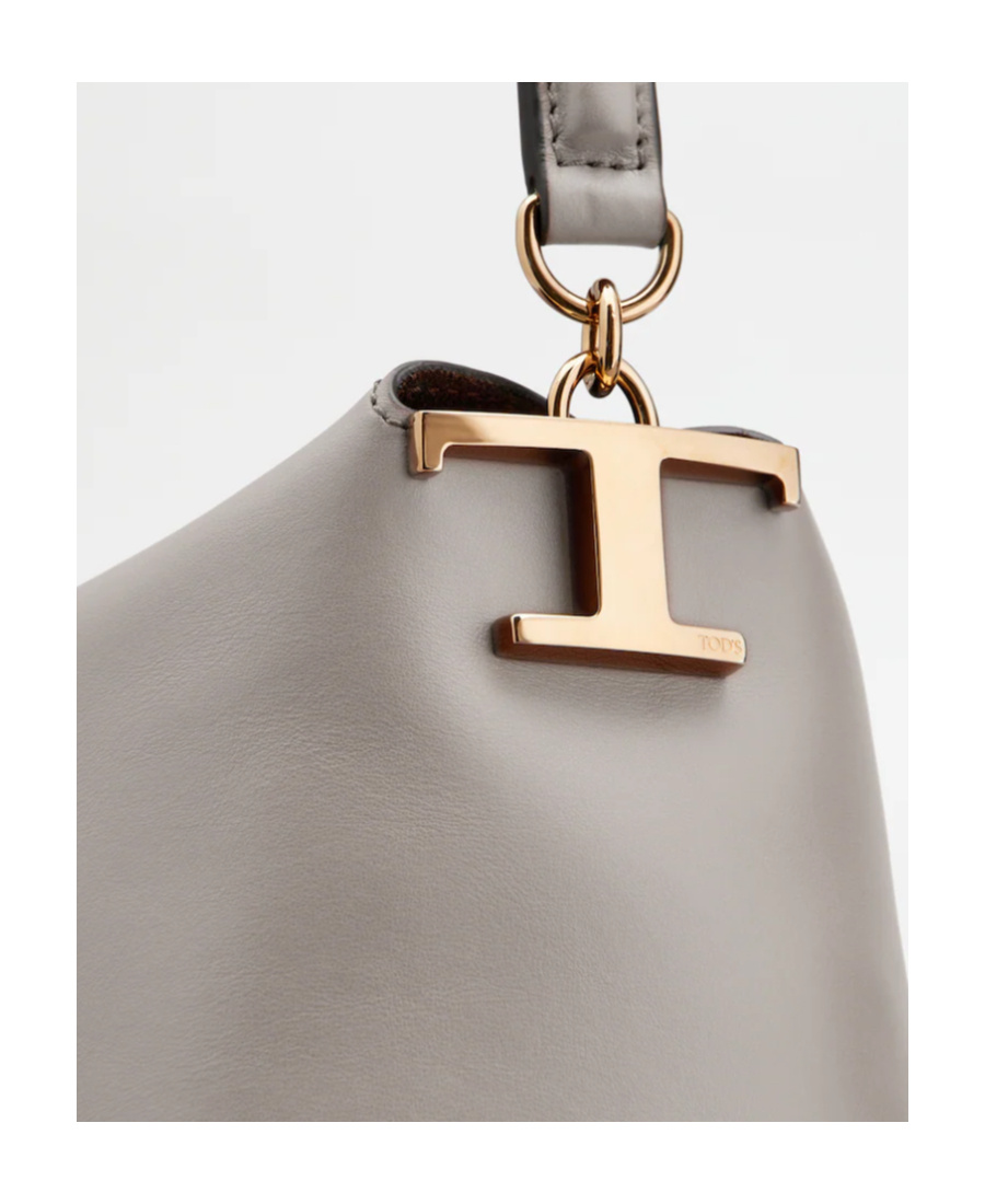 Tod's Fold-over Flap Leather Messenger Bag In Gray