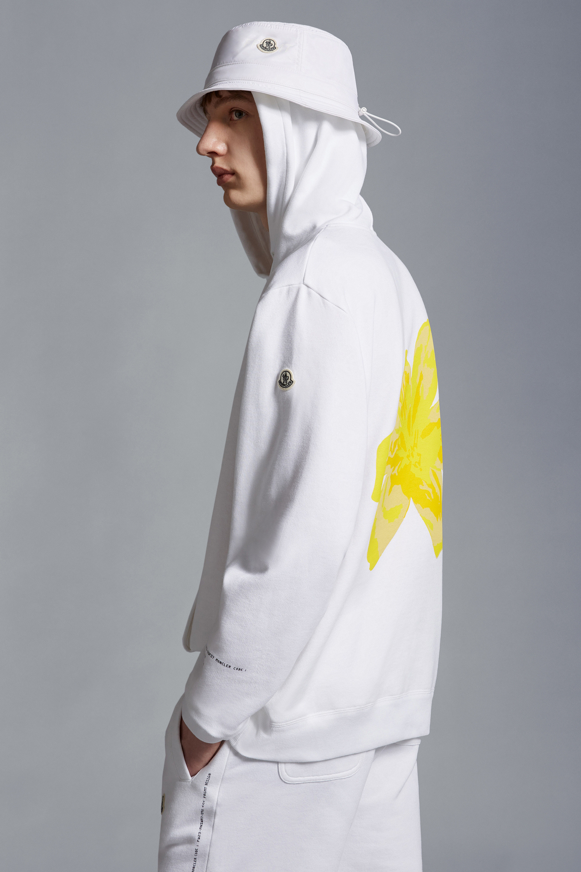 Shop Moncler Floral Motif Hoodie In White