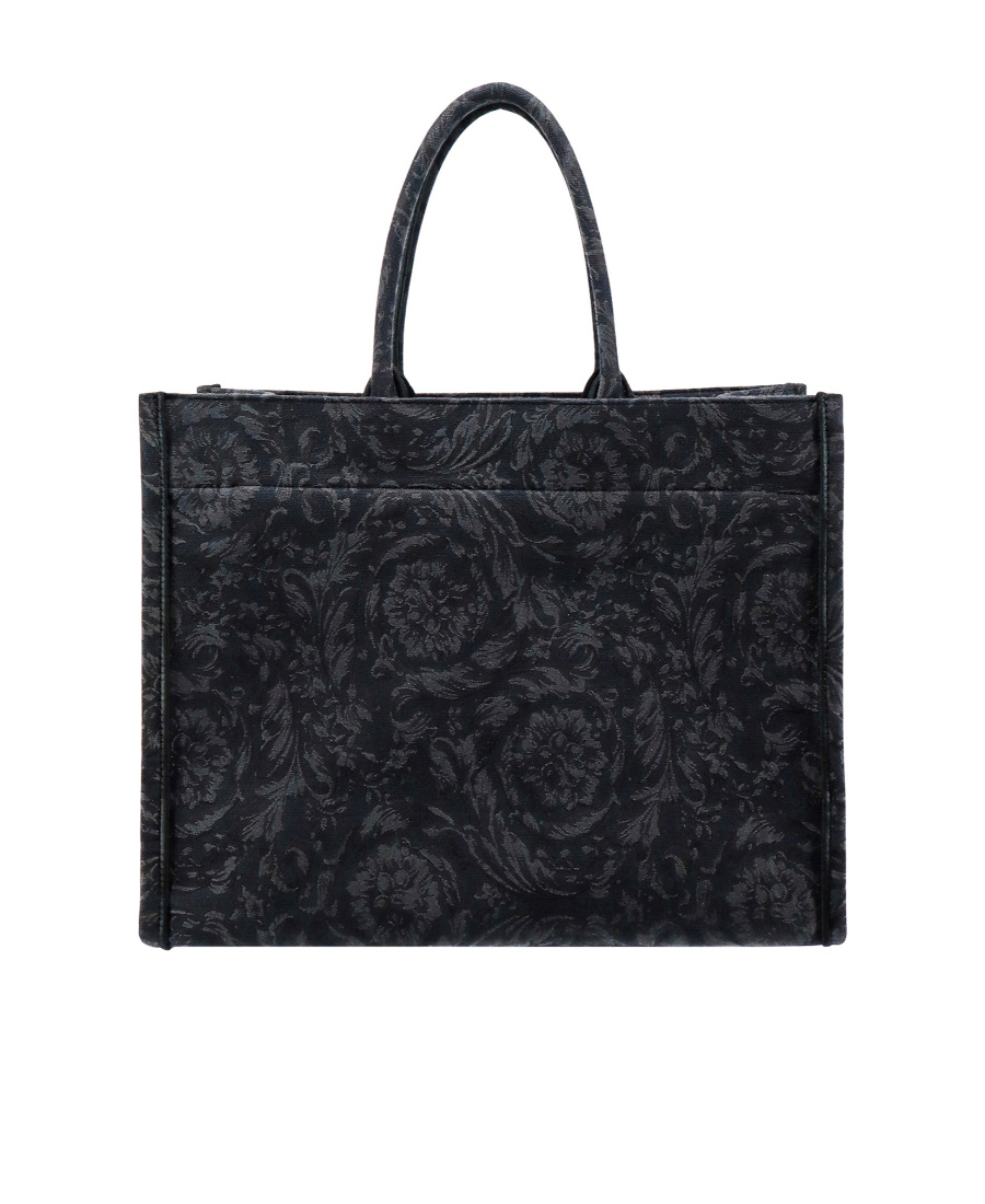 Versace Athena Barocco Jacquard Large Tote Bag In Black
