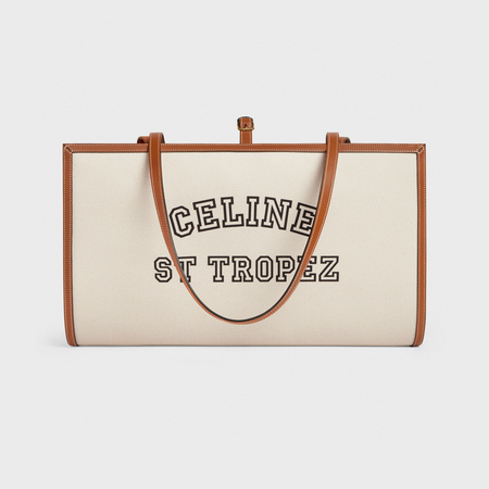 CELINE CELINE TOWEL CARRIER IN ST TROPEZ PRINT AND CALFSKIN
