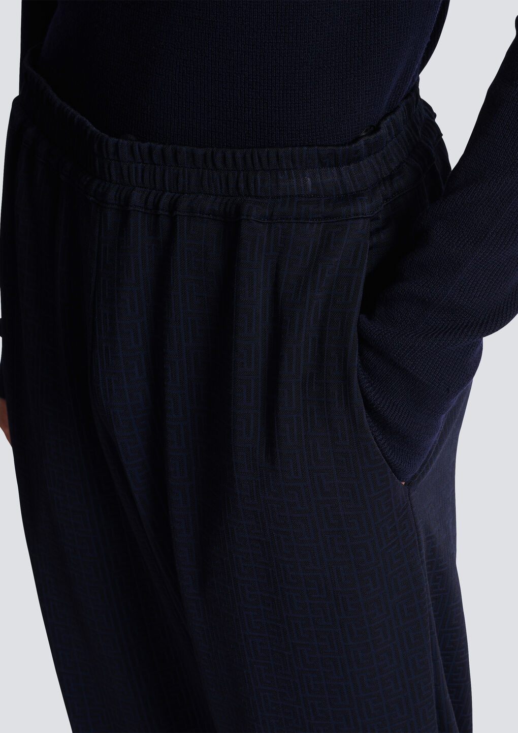 Balmain Monogram-pattern Elasticated-waistband Track Pants In Black