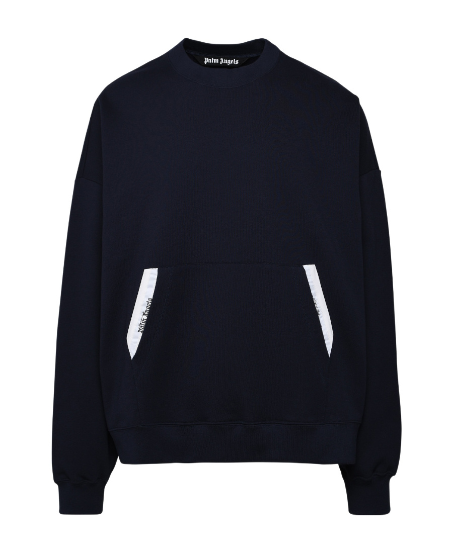 Shop Palm Angels Sartorial Tape Crew-neck Sweatshirt In Black