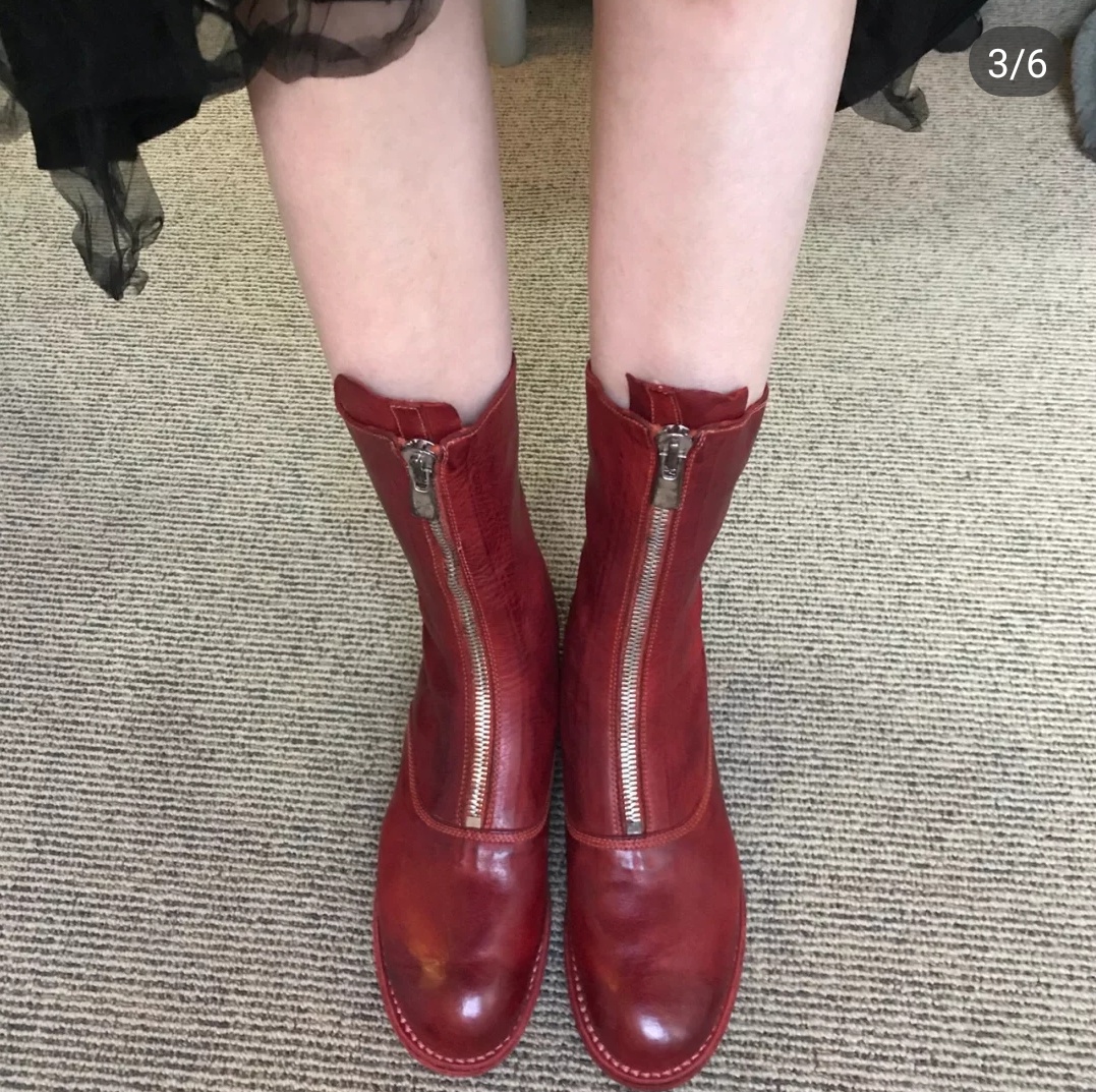 Guidi 310 Series Front Zipper And Ankle Boots In Red