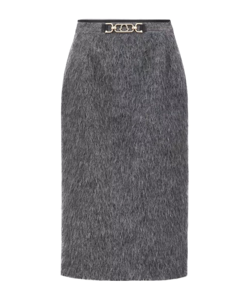 Moncler Brushed-effect Midi Skirt In Gray