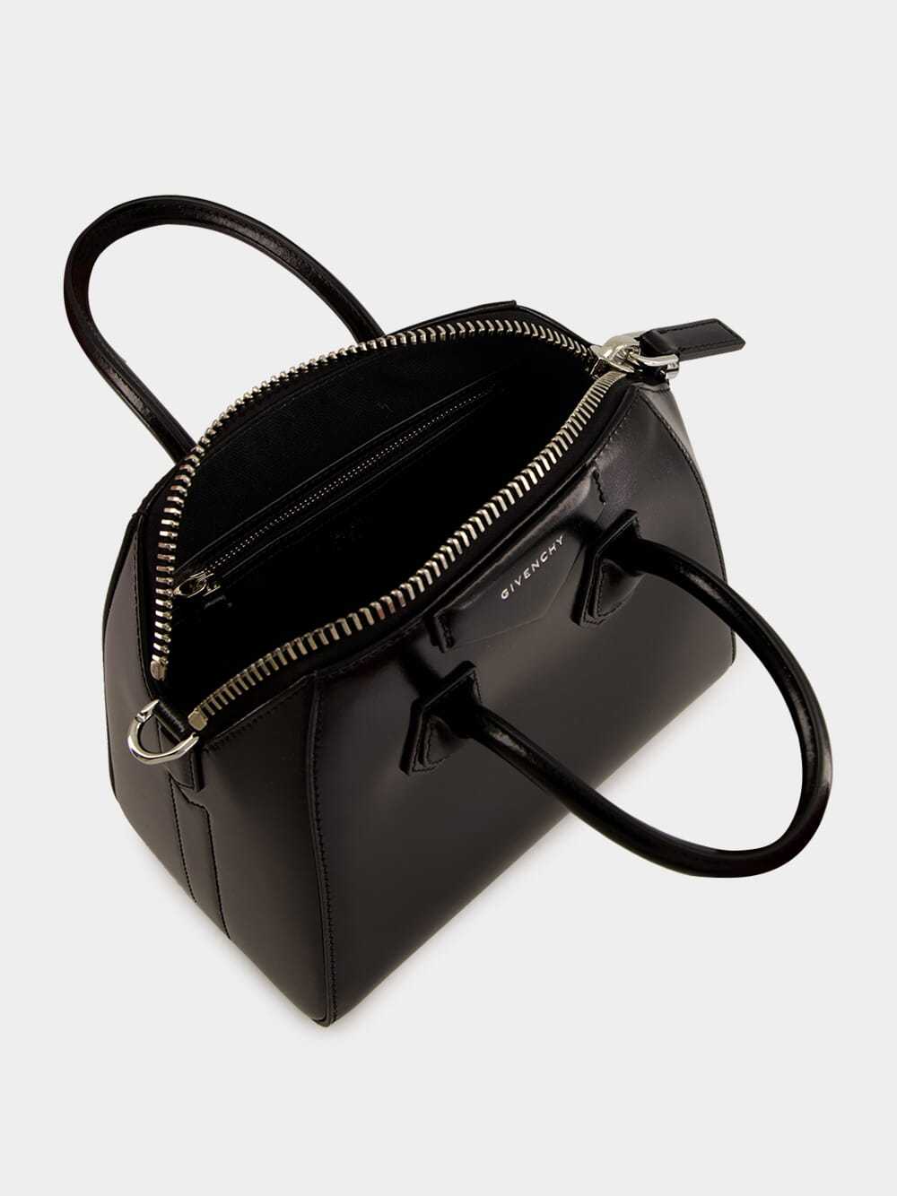 Givenchy Mini Antigona Box Leather Tote Bag With Two-way Carrying Option In Black