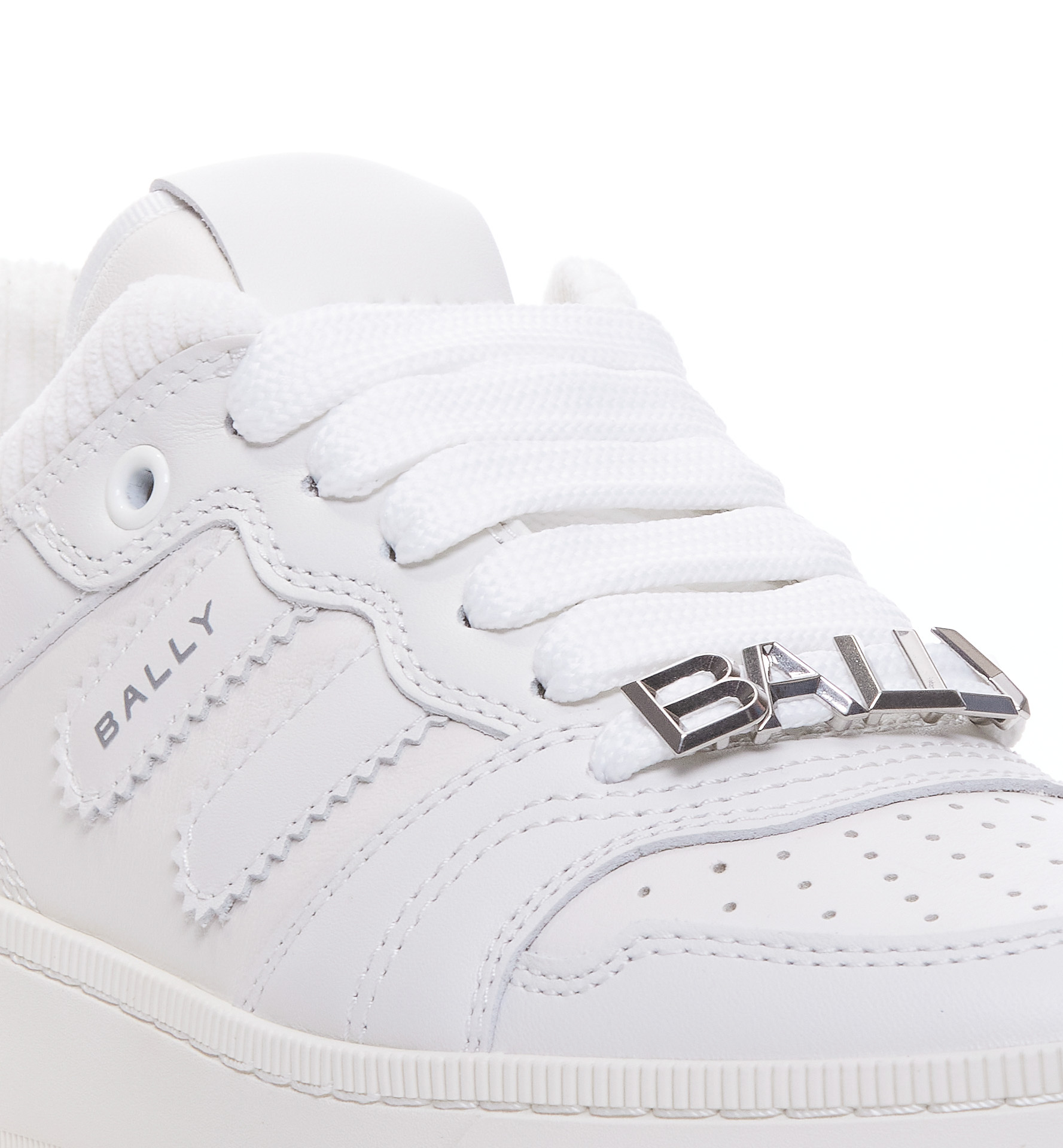 Shop Bally Round Toe Lace-up Sneakers In White