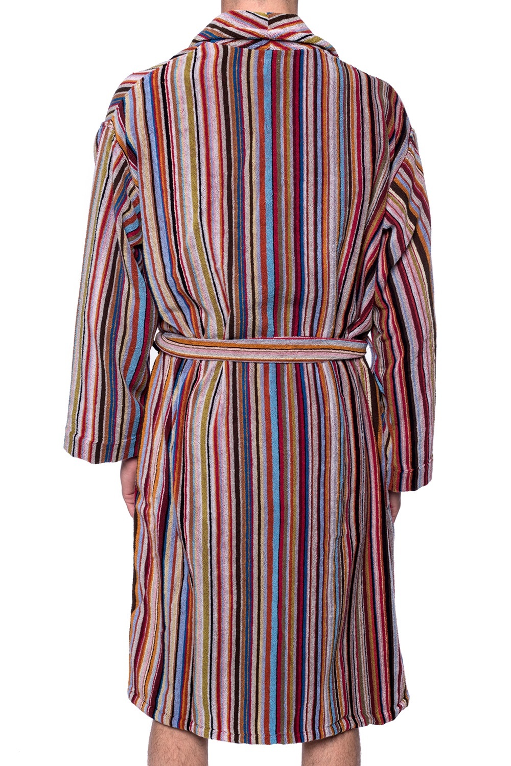 Paul Smith Striped Belted Bathrobe In Multicolor