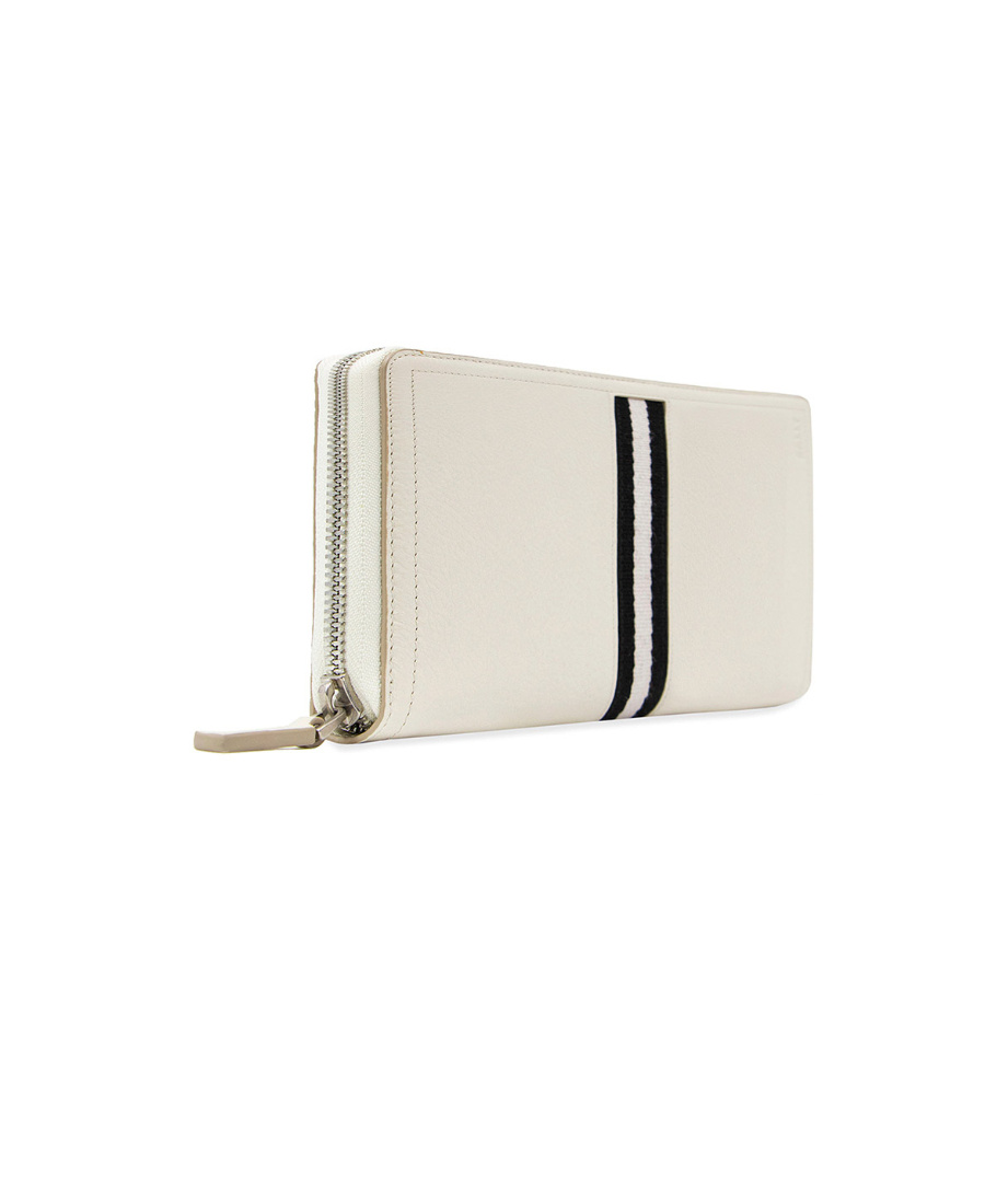 Shop Bally Striped Detail Wallet In White