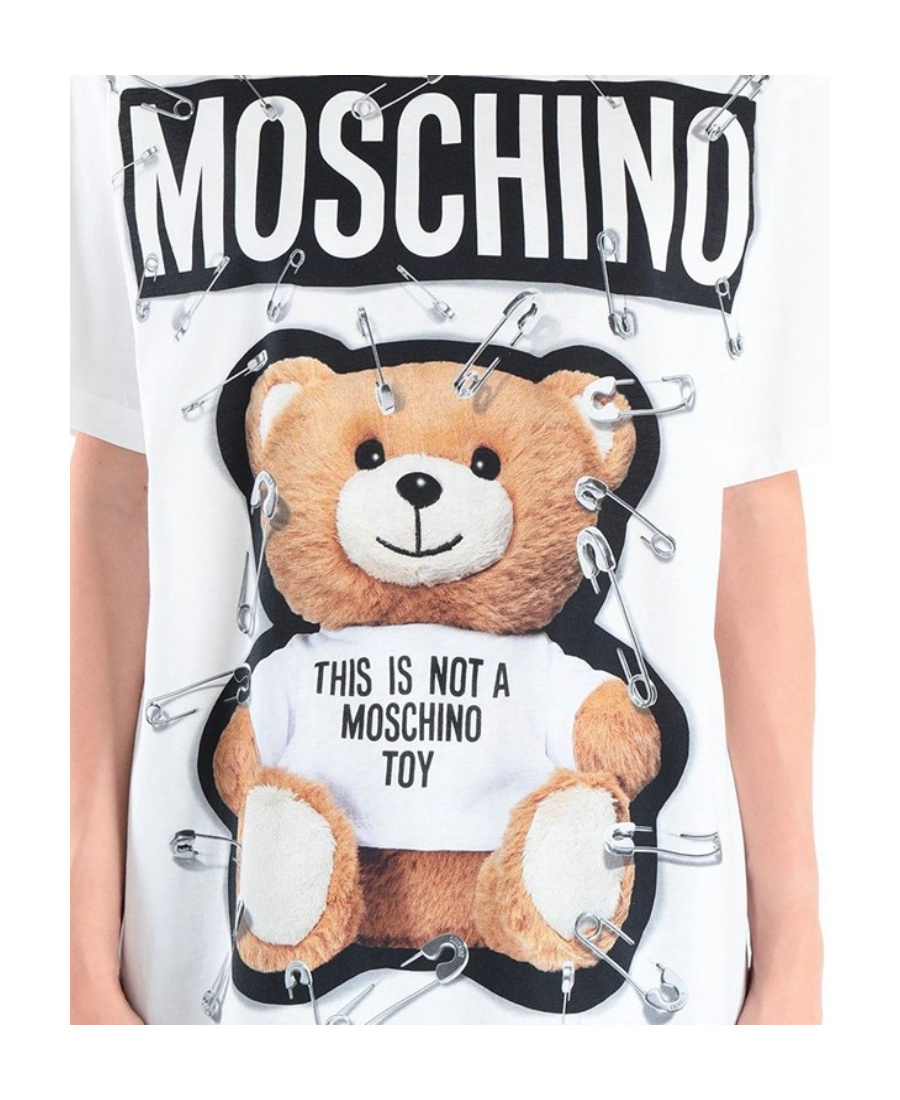 Moschino Cotton Pin Teddy Bear Short-sleeved T-shirt In White