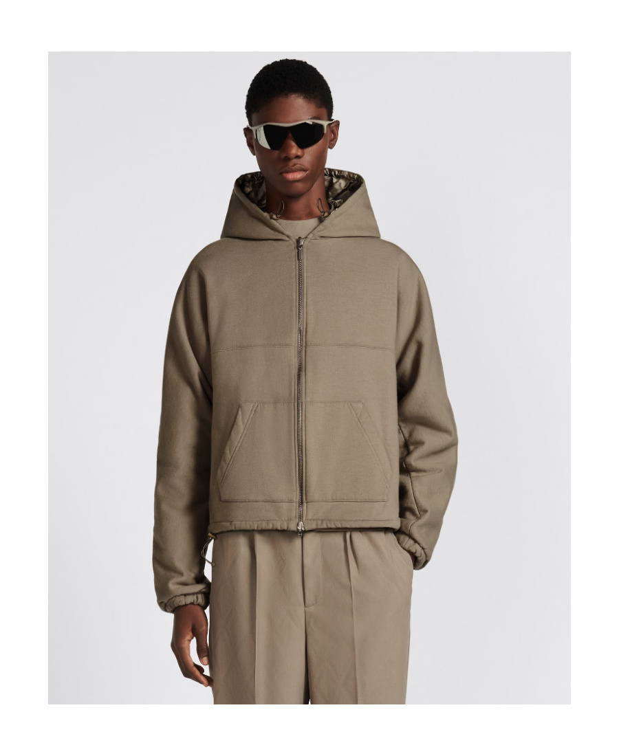 Dior Logo Embroidered Zip-up Jacket In Nude