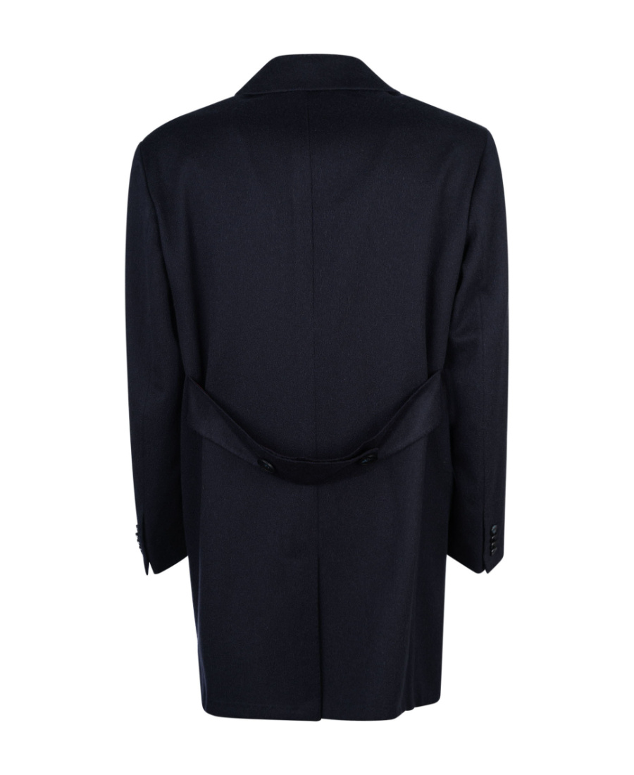 Kiton Notch Lapel Coat With Back Vent And Pockets In Black