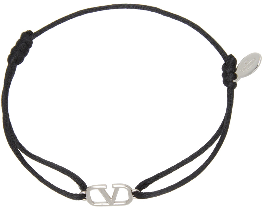 Valentino Vlogo Double-strap Bracelet In Black