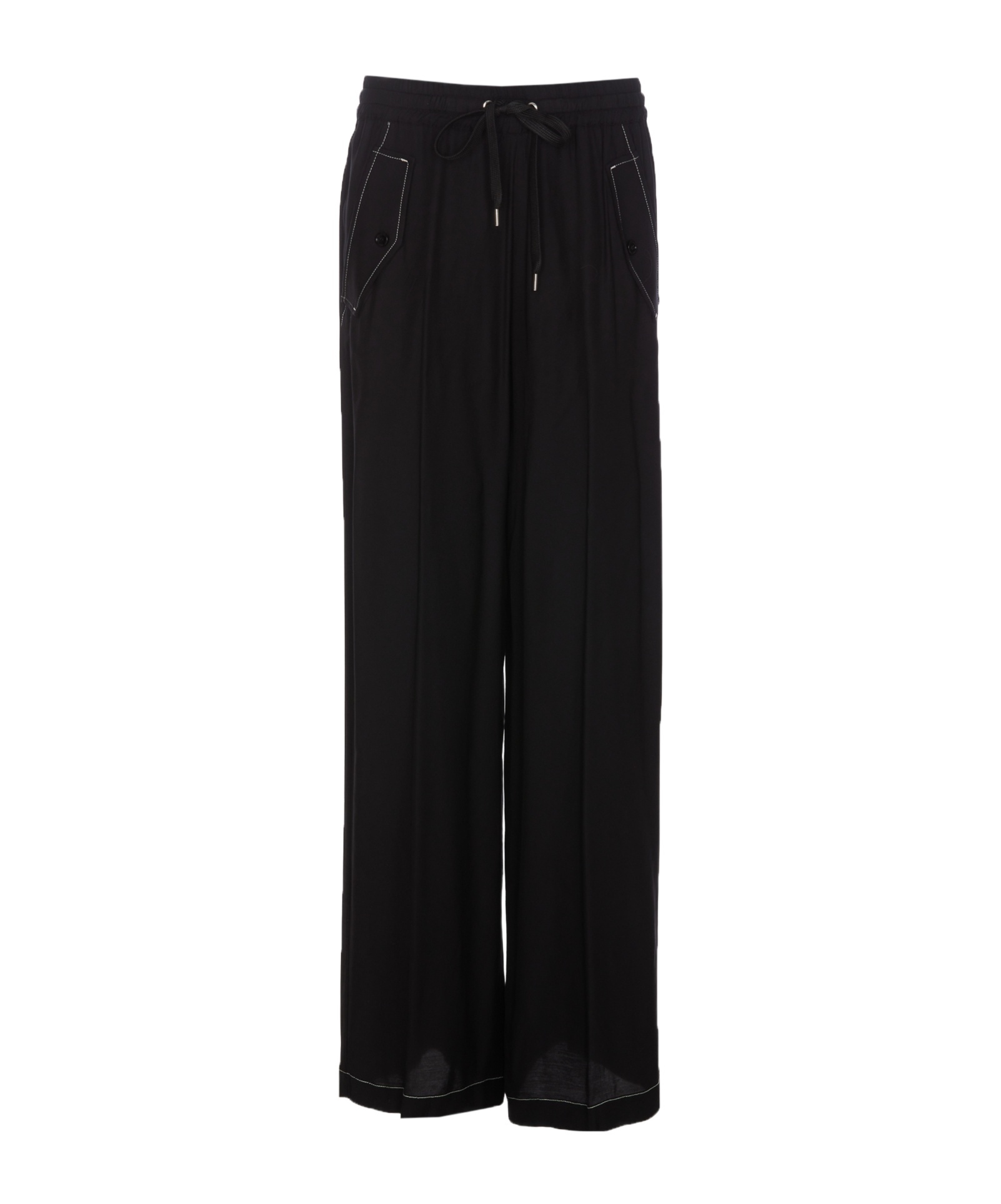 Pinko Wide Twill Trousers In Black
