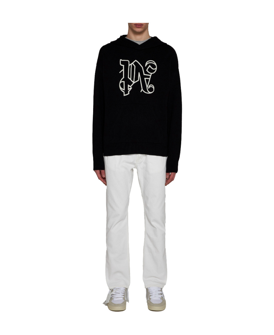 Palm Angels Logo-embossed Straight Jeans In White