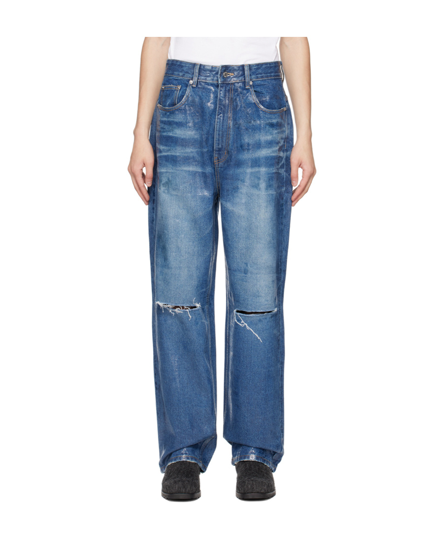 We11 Done Faded And Used Jeans In Blue
