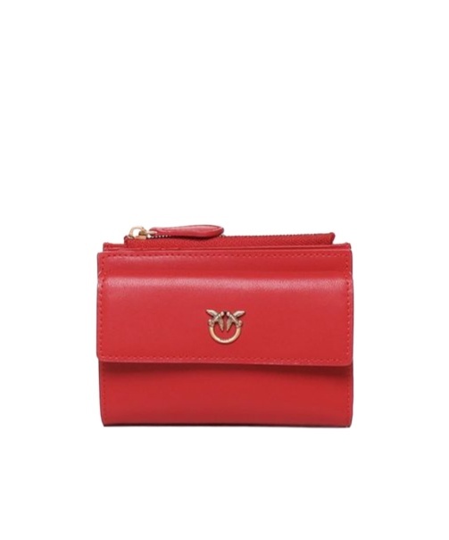 Pinko Love Birds Logo Plaque Zipped Wallet In Red